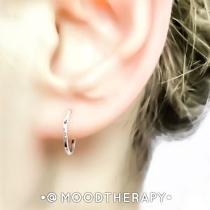 Small Textured Half Hoop Stud Earrings in 925 Sterling Silver Gold or Rose Gold